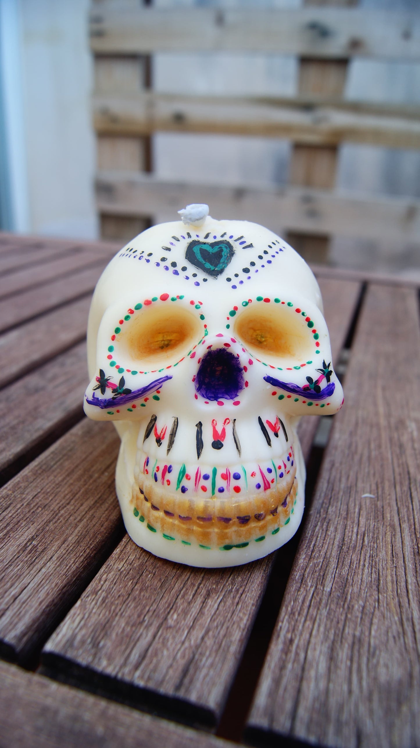 Vela Calavera de soja – Pintada a mano (270 gr aprox.)