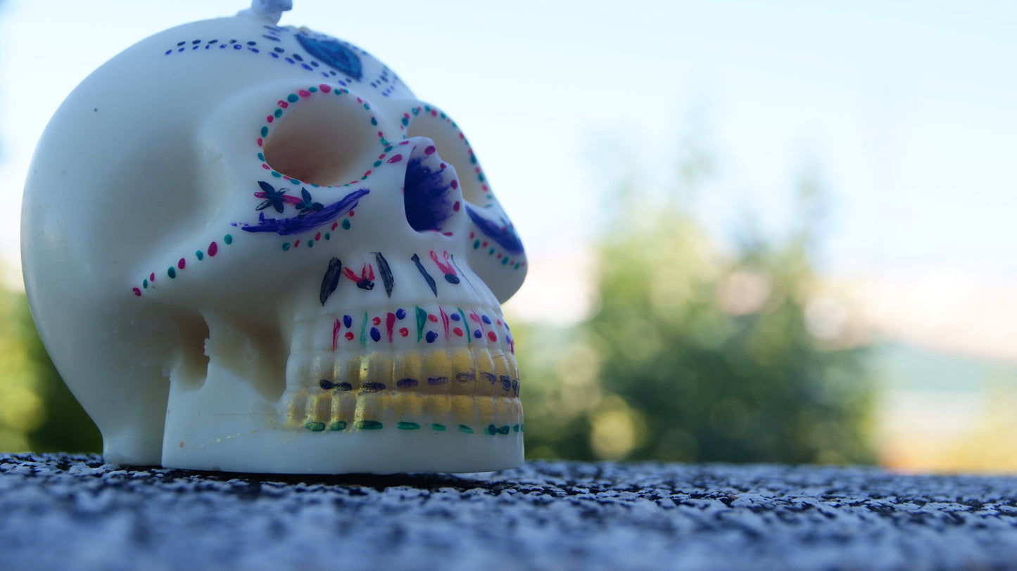 Vela Calavera de soja – Pintada a mano (270 gr aprox.)